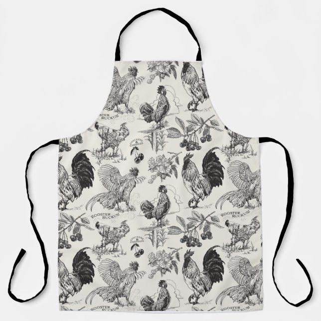 Rooster Ruckus in Black - Apron (Front)