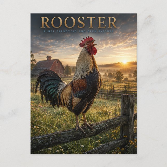Rooster Rural Farmstead ANIMALS Postcard (Front)