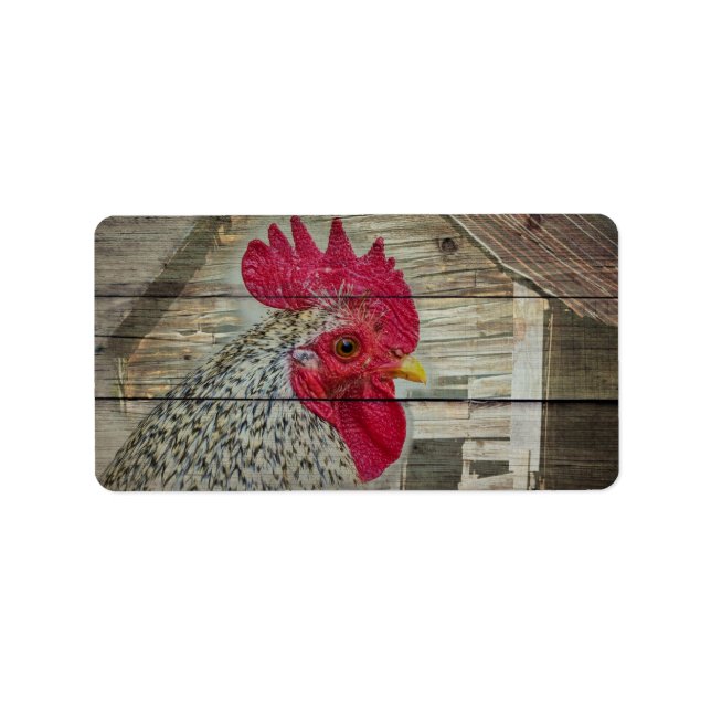 Rooster Rustic Chicken Coop Barn Board Label (Front)