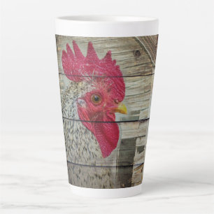 Rooster Rustic Chicken Coop Barn Board Latte Mug
