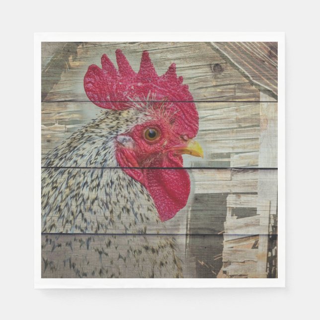 Rooster Rustic Chicken Coop Barn Board Napkin (Front)