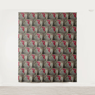 Rooster Rustic Chicken Coop Barn Board Tapestry