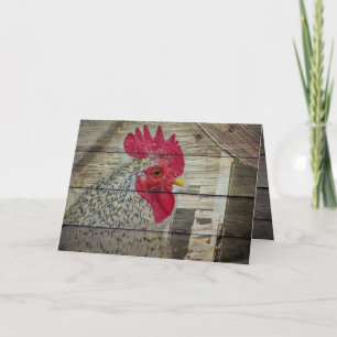 Rooster Rustic Chicken Coop Barn Board Thank You Card