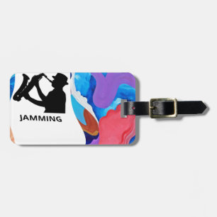 Rooster Saxophone Jamming Luggage Tag