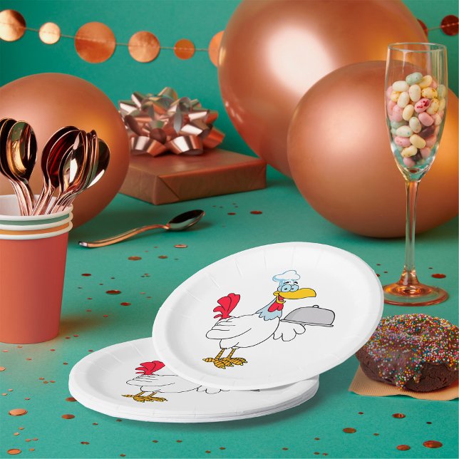 Rooster Serving Food Paper Plate (Creator Uploaded)