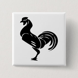 Rooster silhouett 15 cm square badge