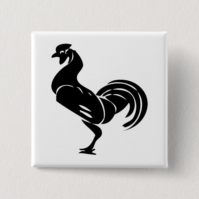 Rooster silhouett 15 cm square badge (Front)