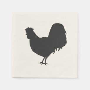 Rooster Silhouette Barnyard Party Paper Napkin