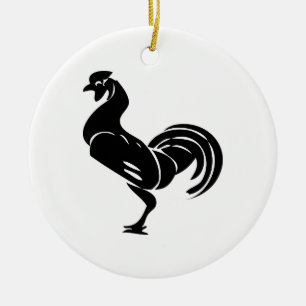 Rooster silhouette ceramic tree decoration
