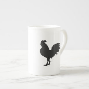 Rooster silhouette - Choose background colour Bone China Mug
