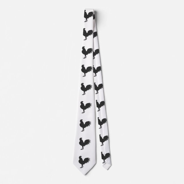 Rooster  silhouette  - Choose background colour Tie (Front)
