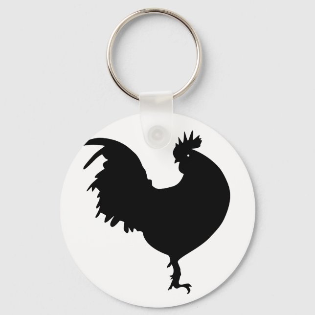 Rooster Silhouette Key Ring (Front)