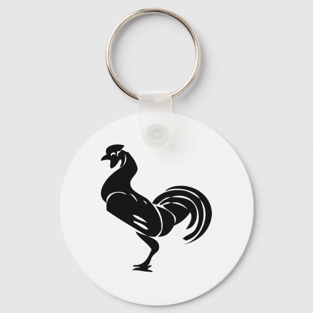 Rooster silhouette key ring (Front)