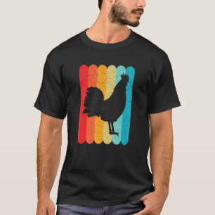 Rooster Silhouette Retro Vintage Lines 70s 80s Dis T-Shirt
