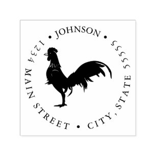 Rooster Silhouette Return Label Self-inking Stamp