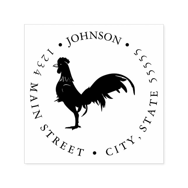 Rooster Silhouette Return Label Self-inking Stamp (Design)