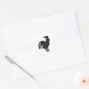 Rooster Silhouette Square Sticker