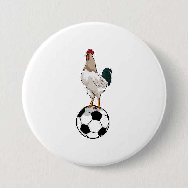 Rooster Soccer player Soccer 7.5 Cm Round Badge (Front)