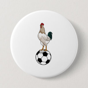 Rooster Soccer player Soccer 7.5 Cm Round Badge