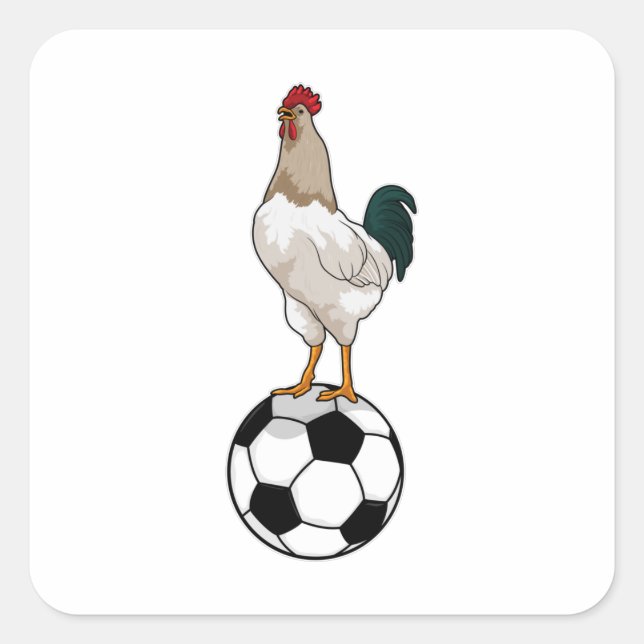 Rooster Soccer player Soccer Square Sticker (Front)