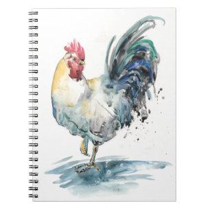Rooster Splash - Watercolor Notebook