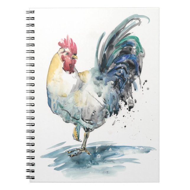 Rooster Splash - Watercolor Notebook (Front)