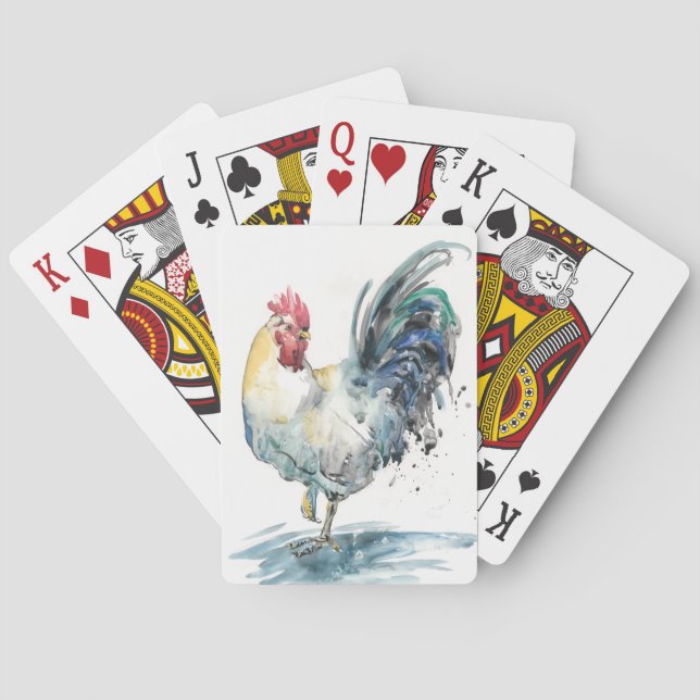 Rooster Splash - Watercolor Playing Cards (Back)