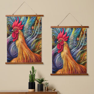 Rooster Splendour - Unparalleled Majesty Hanging Tapestry
