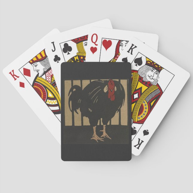 Rooster - Square Animals Illustration Playing Cards (Back)