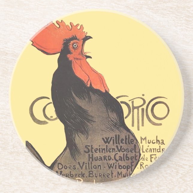 Rooster Steinlen Cocorico French Art Coaster (Front)