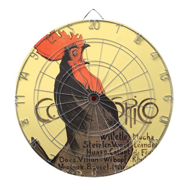 Rooster Steinlen Cocorico French Art Dartboard (Front)