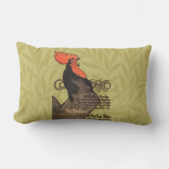Rooster Steinlen Cocorico French Art Lumbar Cushion (Front)