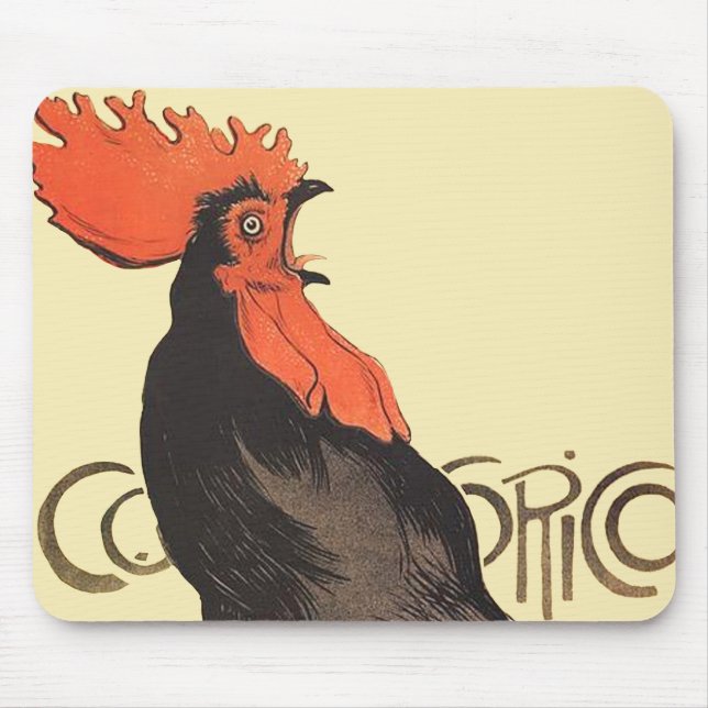 Rooster Steinlen Cocorico French Art Mouse Mat (Front)