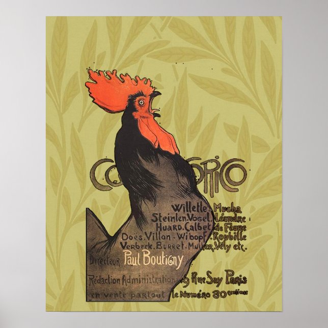Rooster Steinlen Cocorico French Art Poster (Front)