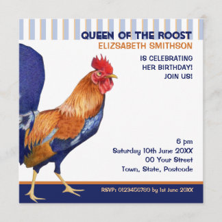 Rooster stripes Birthday Party Invitation