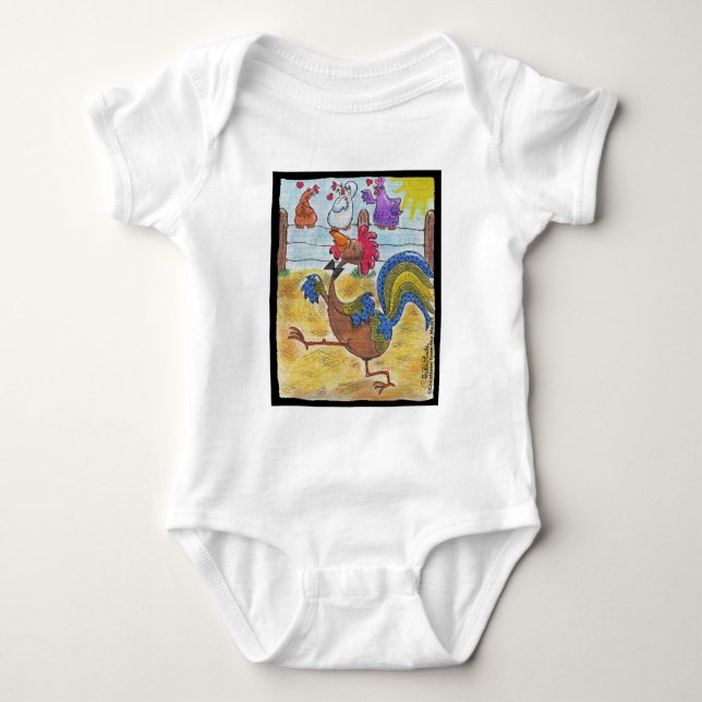 Rooster Strut Baby Bodysuit (Front)