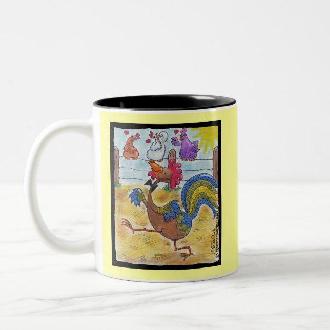 Rooster Strut Two-Tone Coffee Mug (Left)