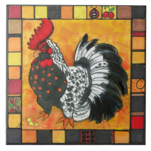 rooster tile trivet