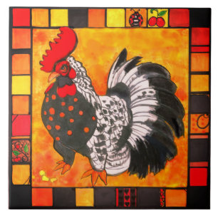 rooster tile trivet