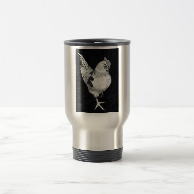 ROOSTER TRAVEL MUG: PENCIL ART MUG (Center)