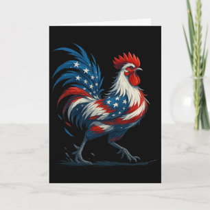 Rooster Us Flag Fight Chicken Card