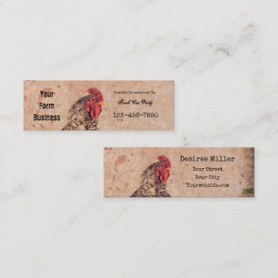 Rooster Vintage Antique Texture Farm Country Mini Business Card