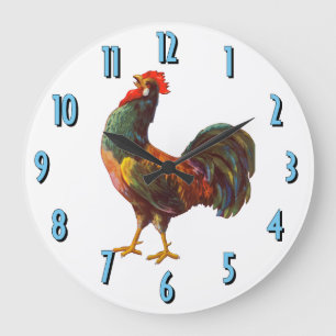 Rooster Vintage Crate Art Kitchen Clock