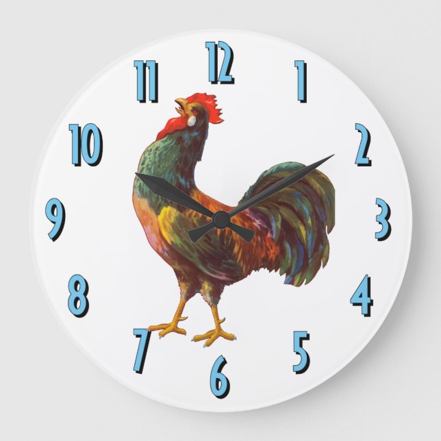 Rooster Vintage Crate Art Kitchen Clock (Front)