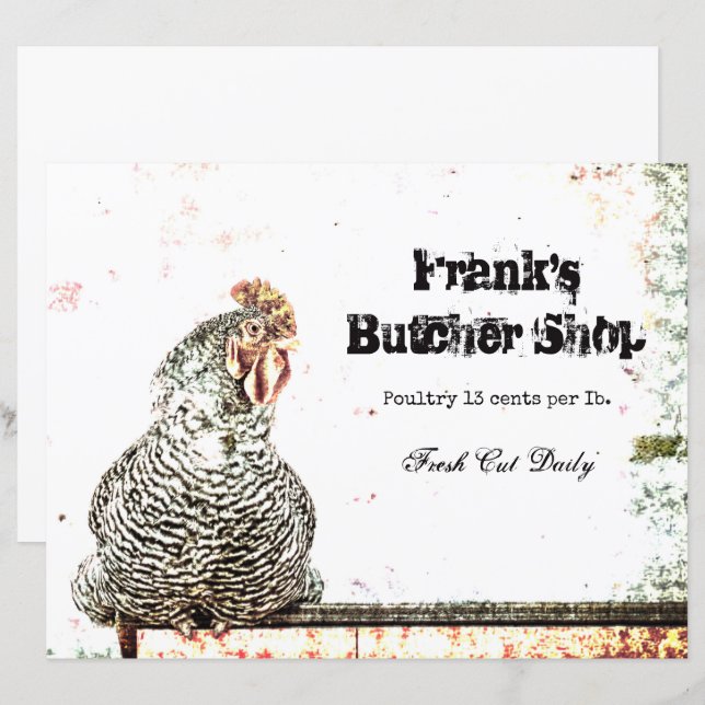 Rooster Vintage Farm Antique White Texture Country (Front/Back)