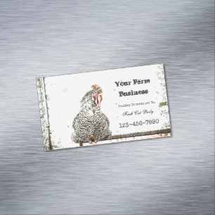 Rooster Vintage Farm Antique White Texture Country Magnetic Business Card