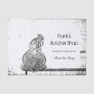 Rooster Vintage Farm Black White Texture Country Tissue Paper