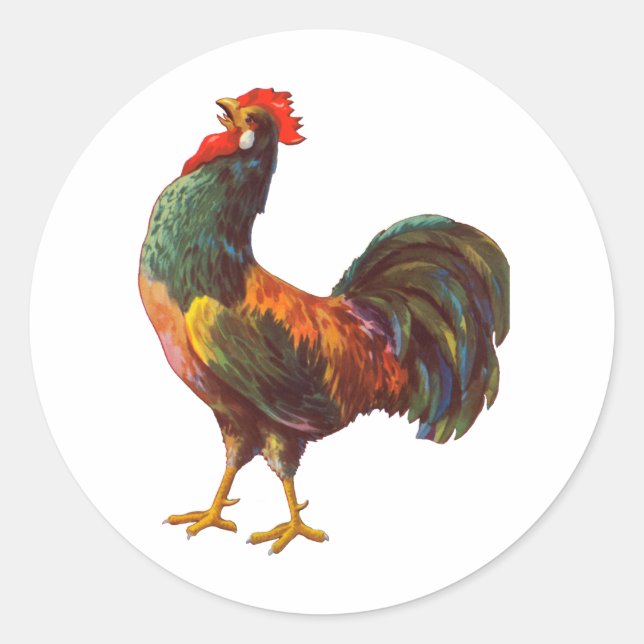 Rooster Vintage Kitchen Crate Art Classic Round Sticker (Front)