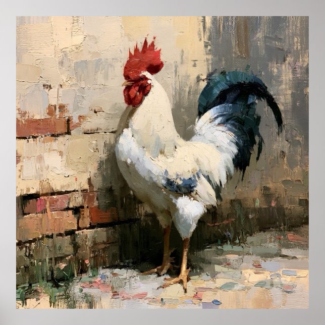 Rooster Vintage Style Painting Art Print  (Front)