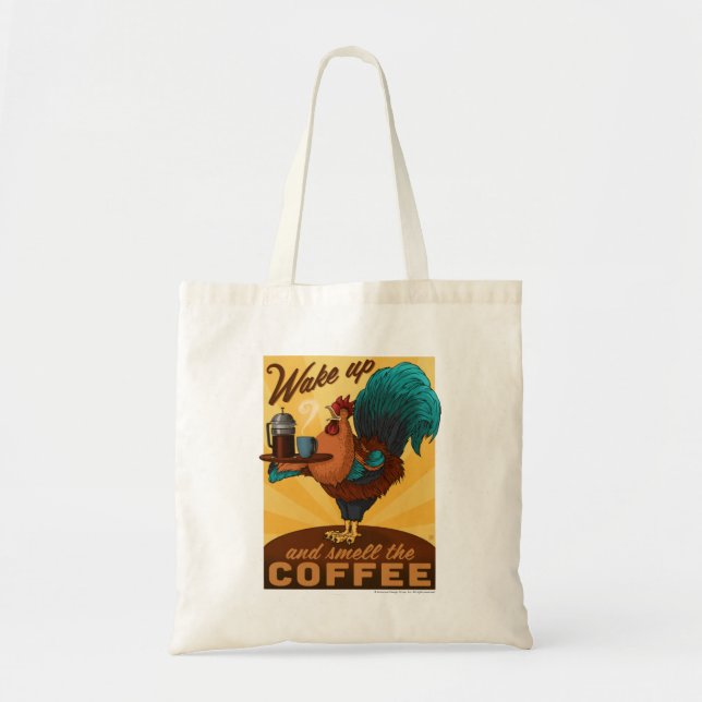Rooster - Wake up and Smell the Coffee Tote Bag (Front)
